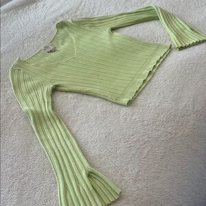 Women's Ribbed Pale Green Sweater